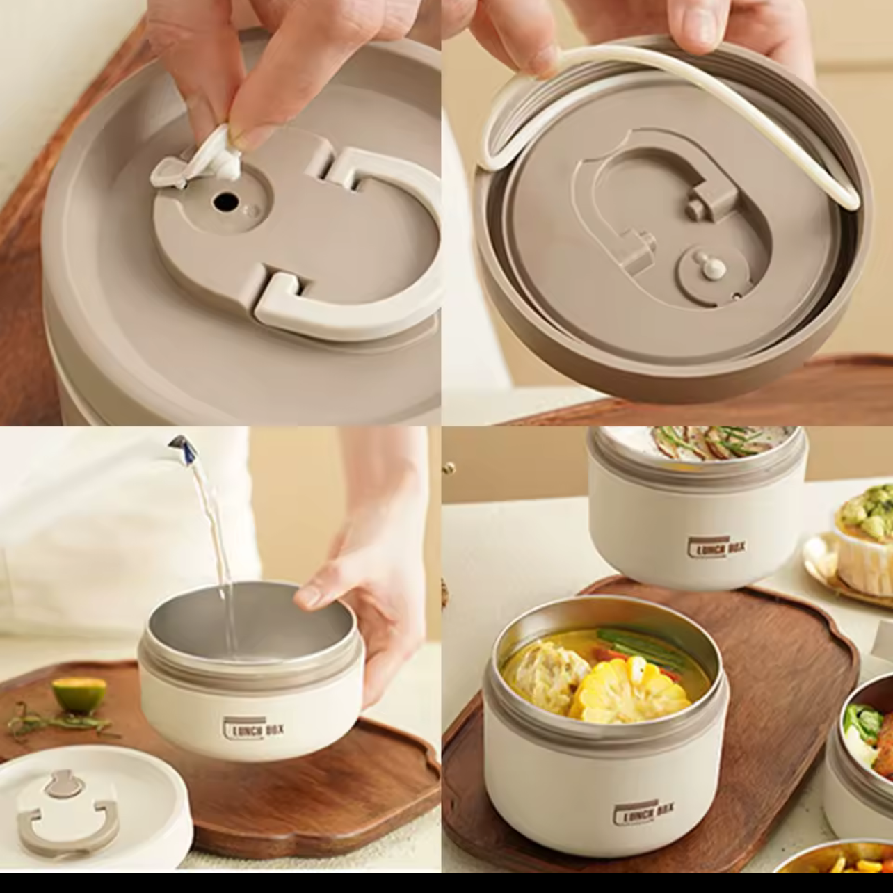 Bento Isotherme Inox Hermétique — Pack 4 Pièces