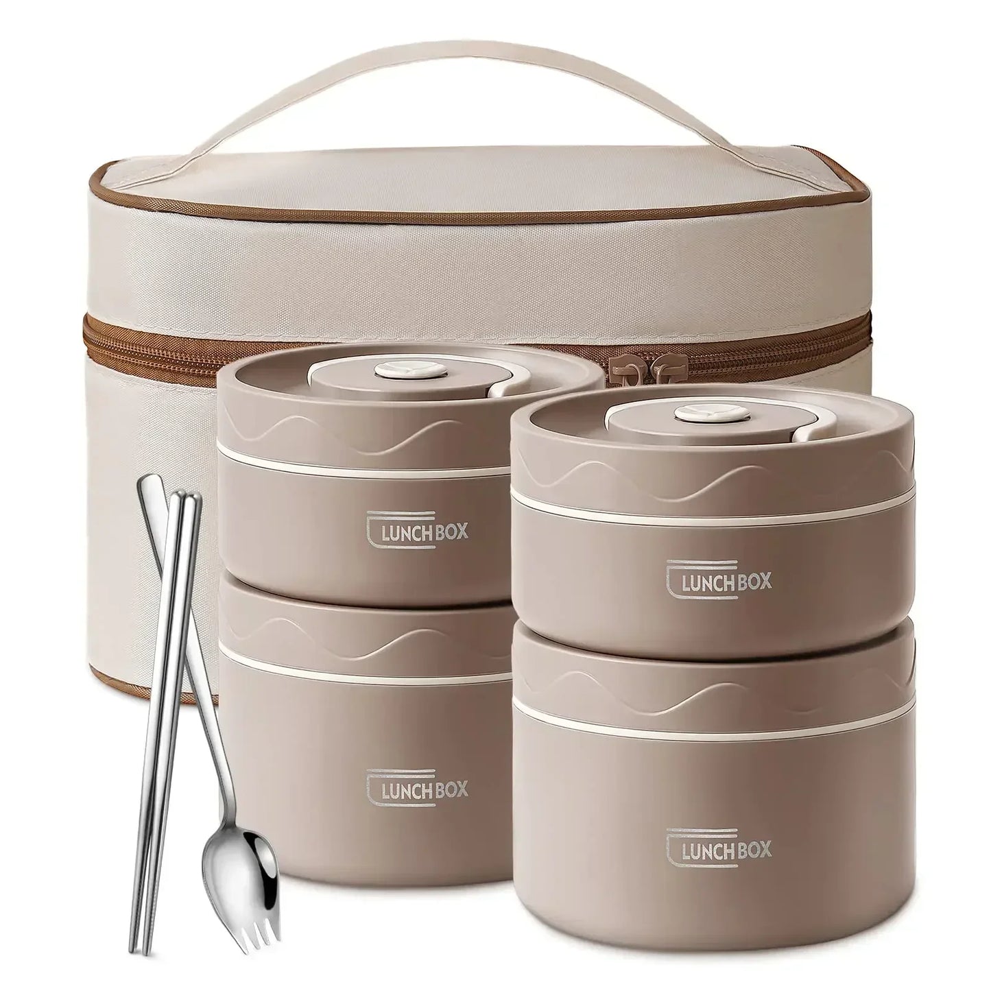 Bento Isotherme Inox Hermétique — Pack 4 Pièces