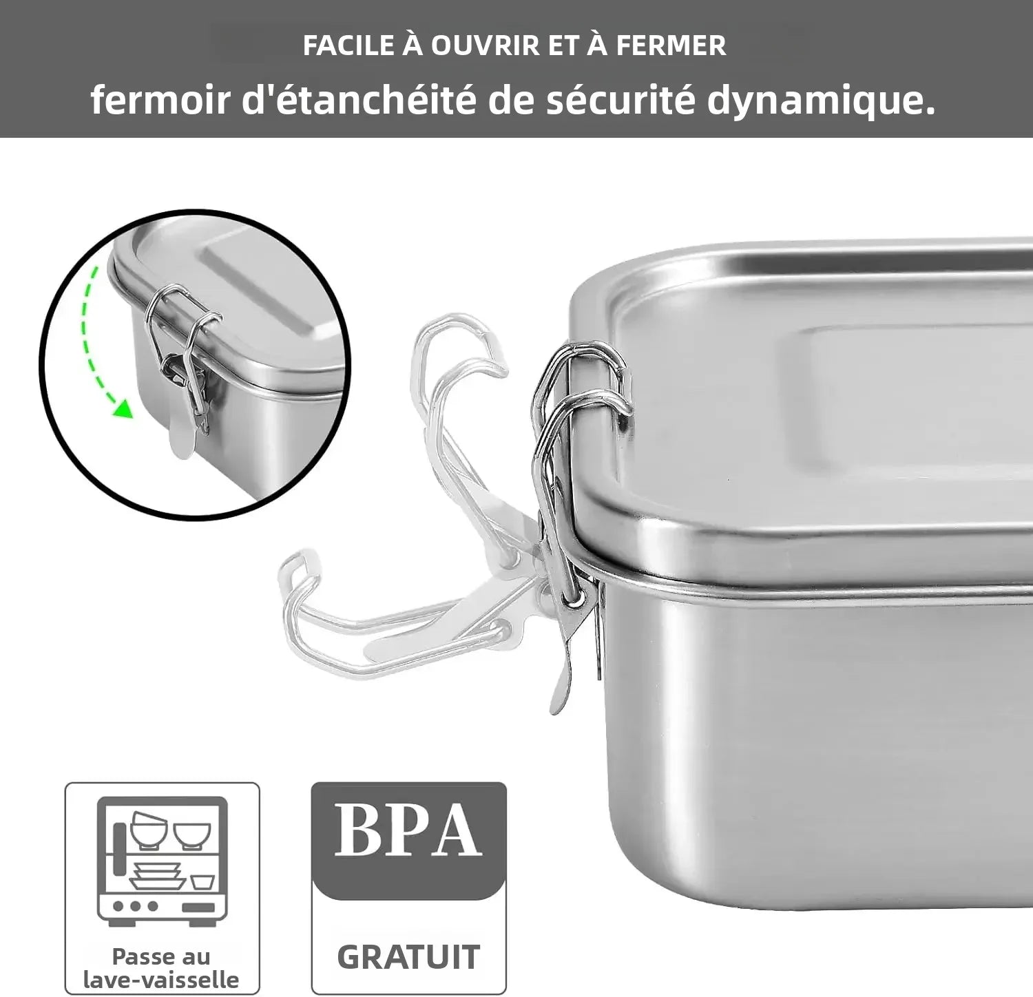 gamelle étanche ouverte avec compartiments séparés